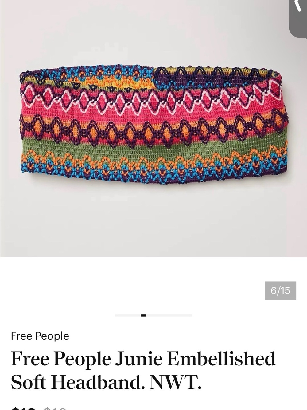 Free People Junie Embellished Soft Headband. NWT. - Picture 2 of 2